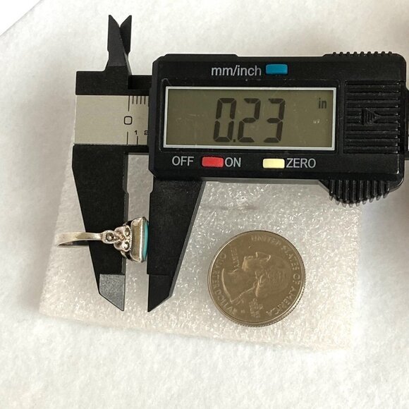 Sterling Silver 925 Rectangular Faux Turquoise Inlay Marcasite Shank Ring Sz 6.5 - Picture 14 of 16